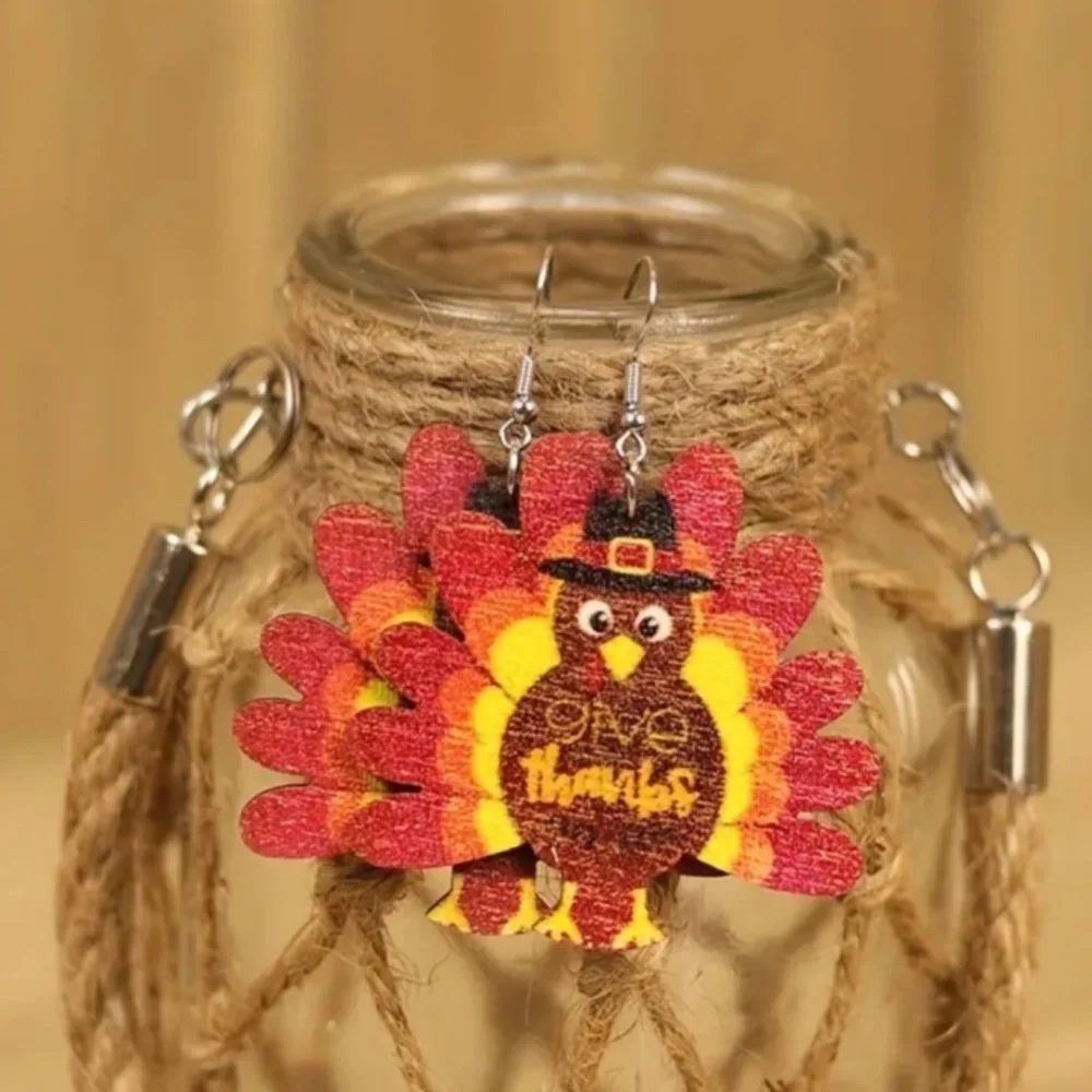 NWT! Thanksgiving & Autumn Wood Pierced Earrings! 1/$9 OR 2/$16 OR 3/$21!